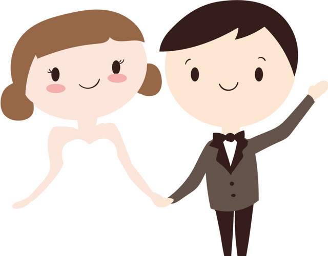 卡通喜庆婚礼新人素材