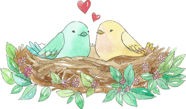 卡通婚礼鸟巢装饰素材