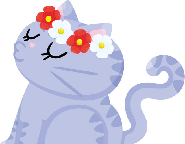卡通婚礼小猫装饰素材