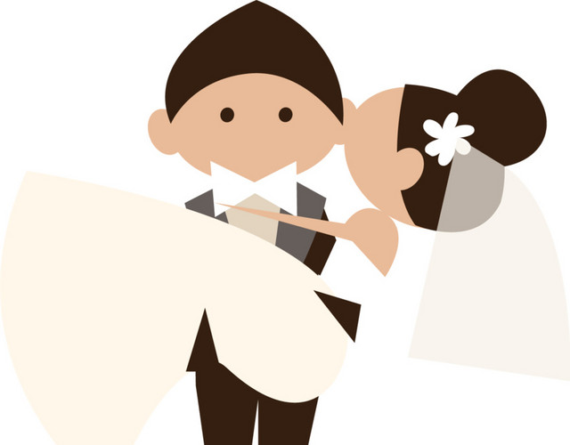 卡通喜庆婚礼新人素材