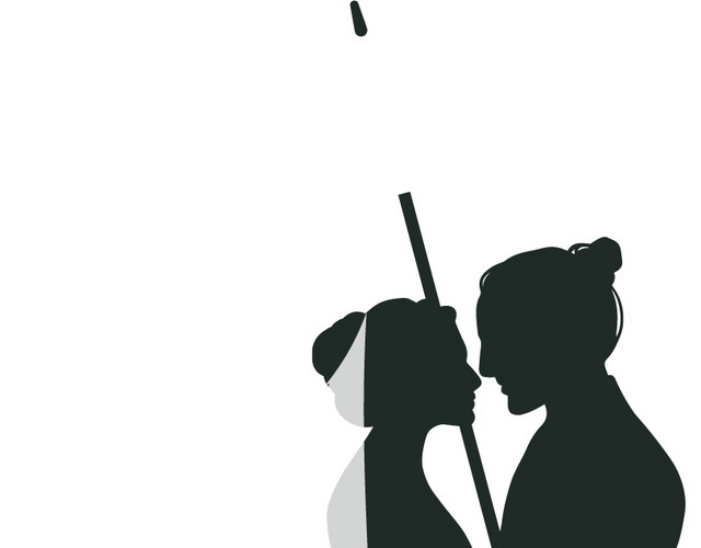 卡通喜庆婚礼新人剪影素材