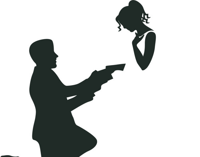 卡通喜庆婚礼新人剪影素材