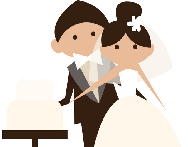 卡通喜庆婚礼新人素材
