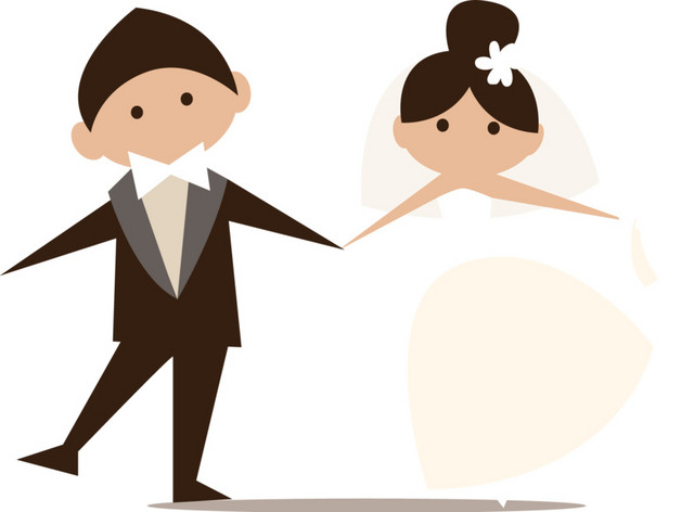 卡通喜庆婚礼新人素材
