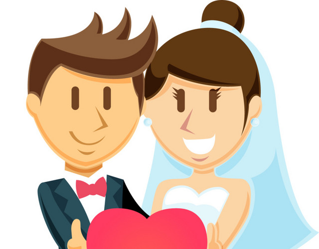 卡通喜庆婚礼新人素材