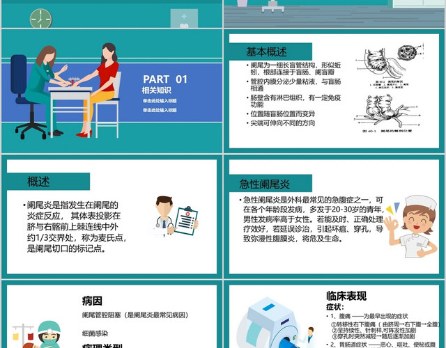 简约简洁扁平风急性阑尾炎护理查房医学医疗工作总结
