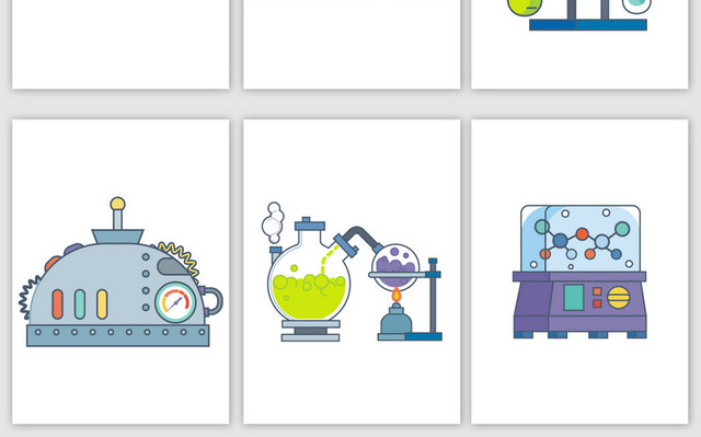 彩色卡通化学器具插画素材