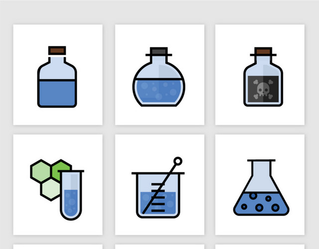彩色卡通化学实验扁平插画