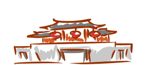 手绘建筑素材