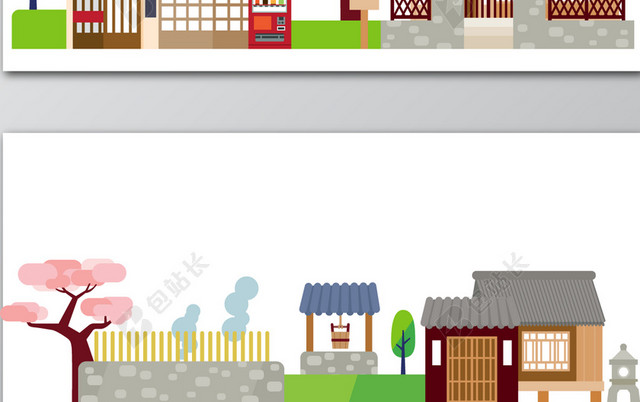 清新古建筑BANNER素材