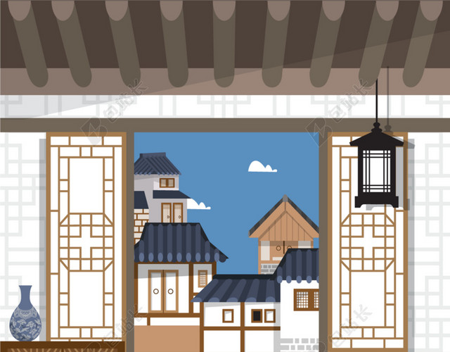 复古简约建筑海报背景素材