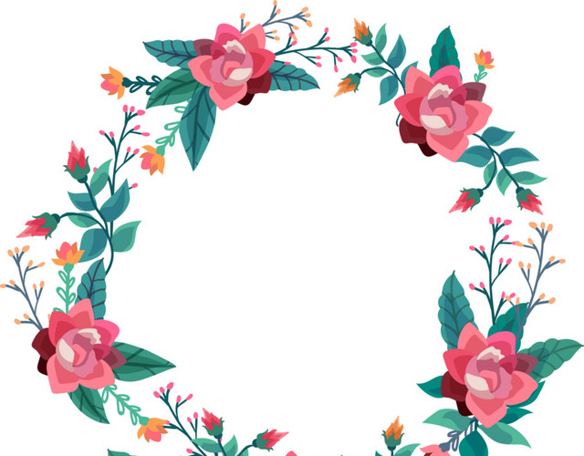教师节彩色卡通花环插画素材