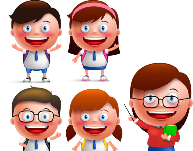 卡通老师和学生素材