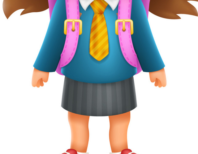 卡通学生女孩素材