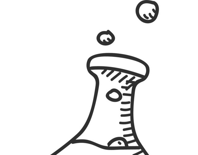 黑色卡通化学试管插画素材