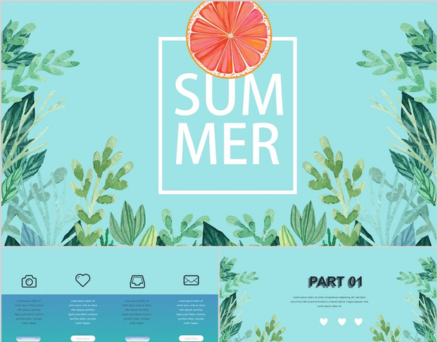 小清新夏日SUMMER通用模板PPT