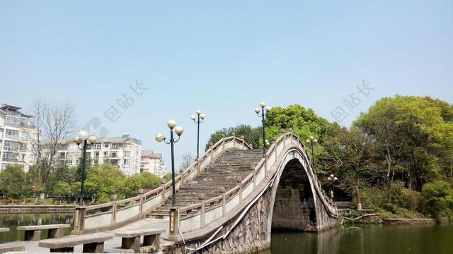 风景 抚州人民公园 石桥 多桥 亚洲 样式 石 公园 湖
