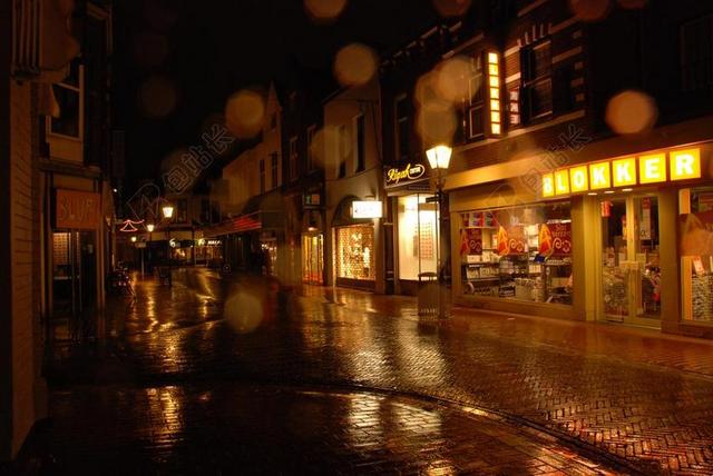 夜 黑暗 灯 圣尼古拉斯 湿 雨 照明 街 店