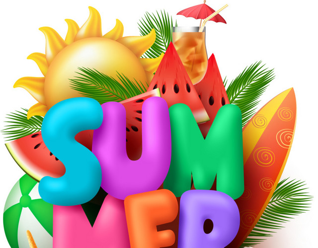 彩色卡通夏季英文字母设计