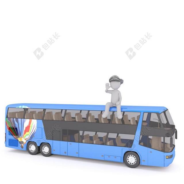 设计坐在旅游大巴上的小人背景图片