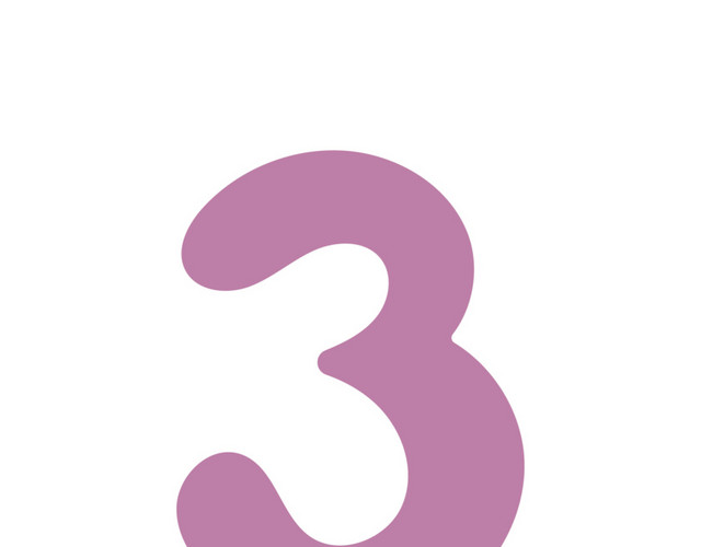 粉色数字3手绘素材