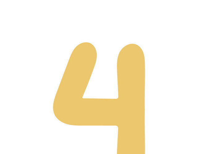 黄色数字4卡通素材