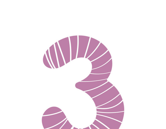 粉色数字3手绘素材