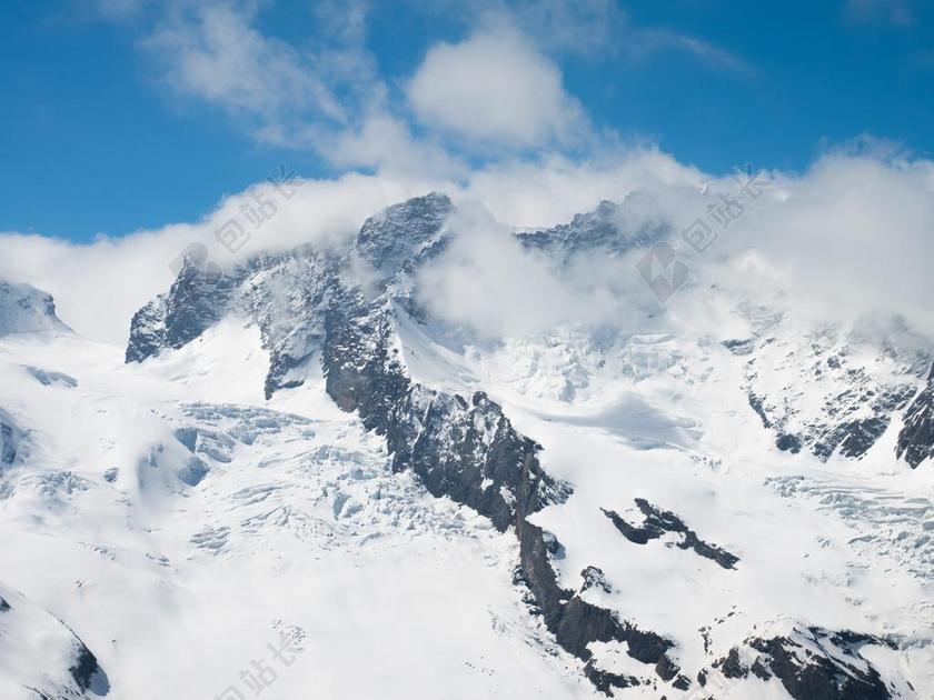 采尔马特 瑞士 瓦莱 山 雪 GORNERGRAT 边境冰川