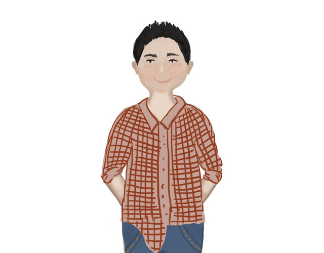 格子衬衫男人矢量图