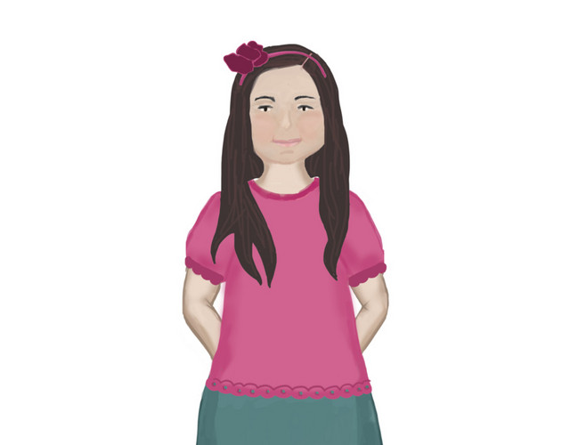 卡通胖女孩矢量图