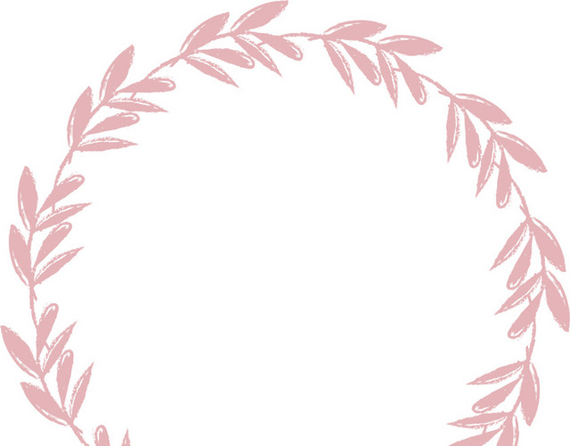 粉色花草元素圆形图框