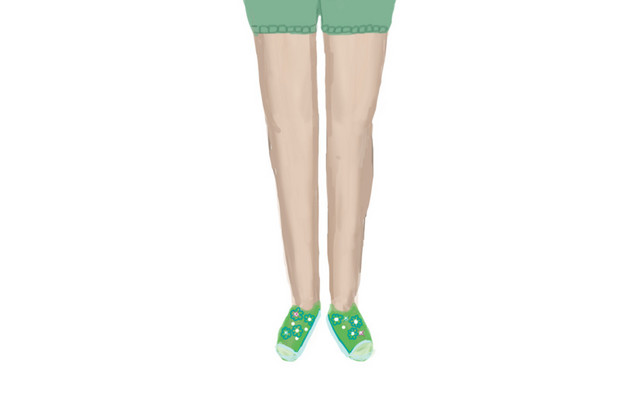 绿色衣服女孩矢量图