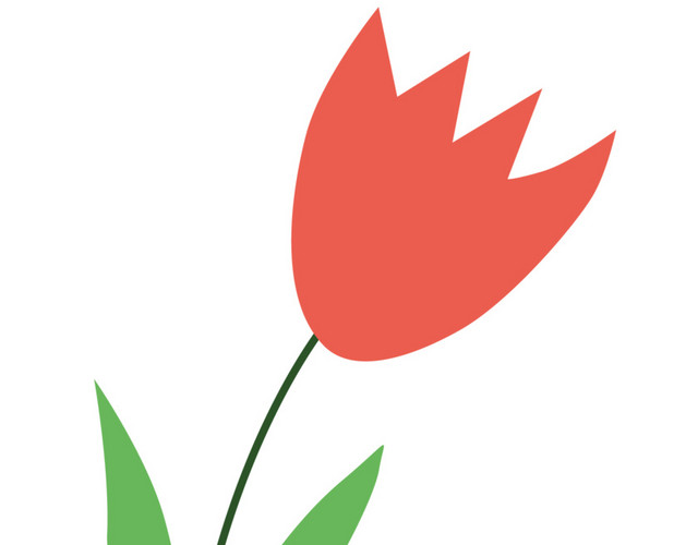 儿童画红色小花