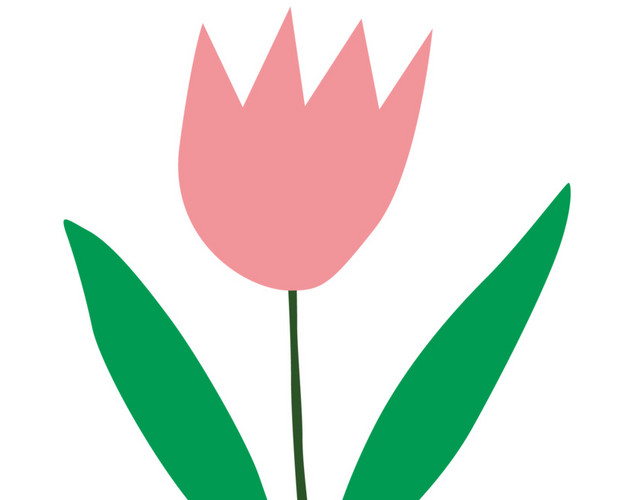 儿童涂鸦小粉花矢量图