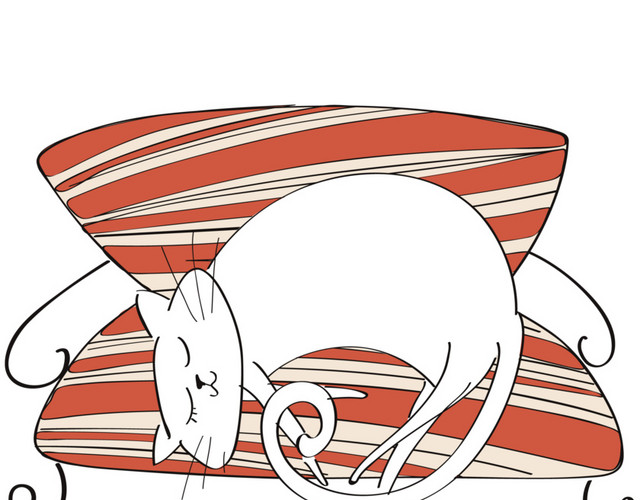睡觉的小猫矢量图