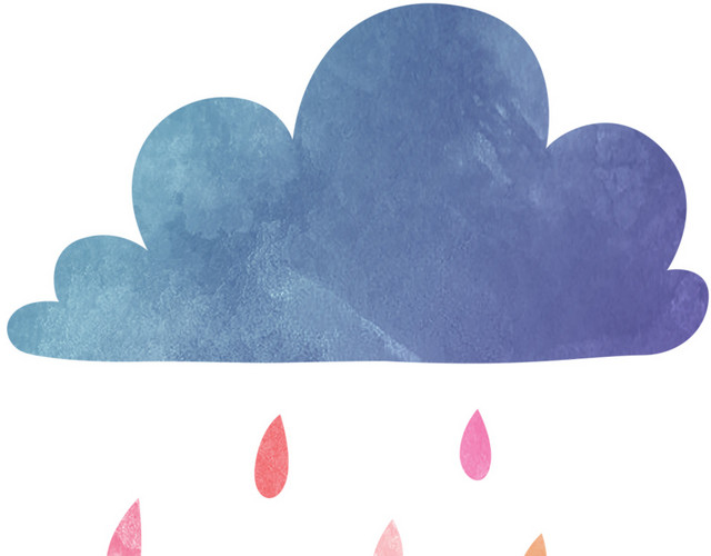 乌云下雨彩色雨滴素材