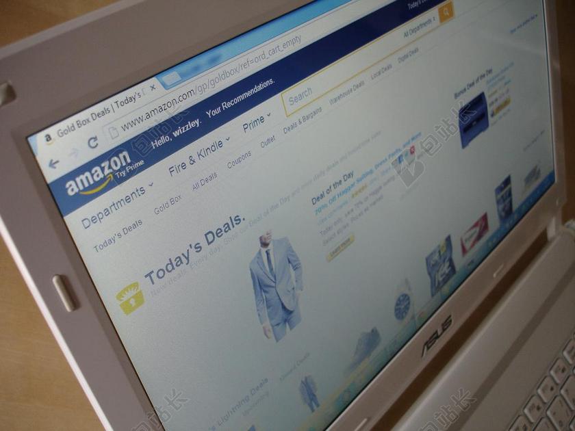 互联网商务电脑里的购物网站背景图片