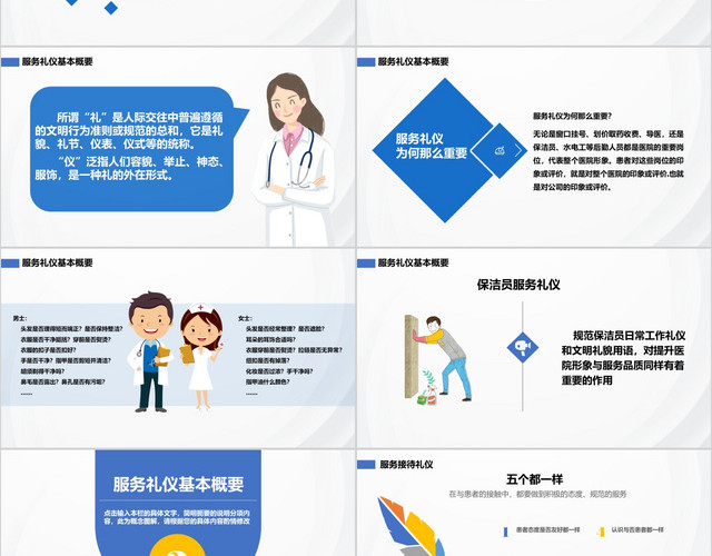 实用扁平化带文案专业医院服务礼仪管理培训PPT模