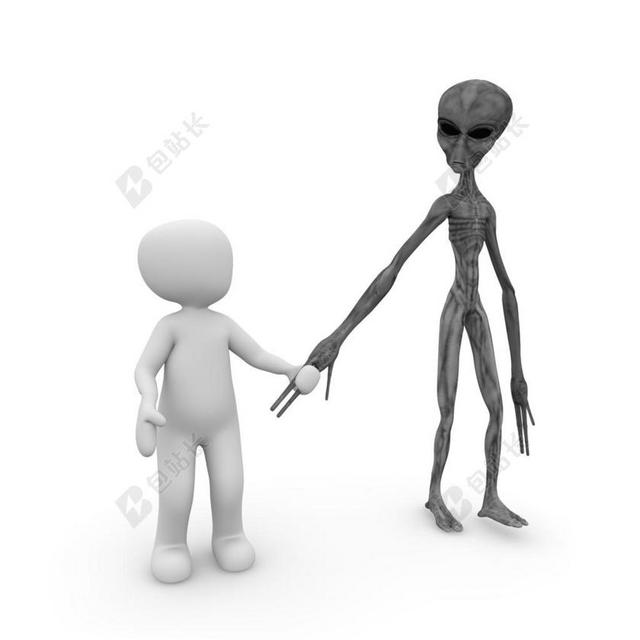 广告简约跟外星人握手背景图片