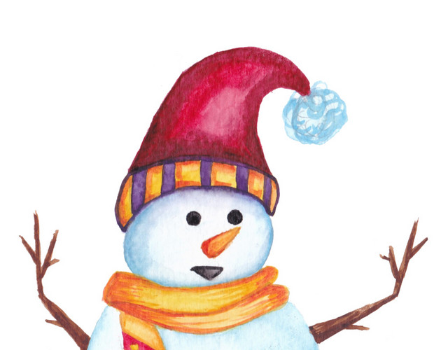红色帽子围巾雪人素材