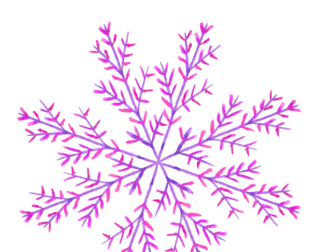 紫色雪花枝叶素材