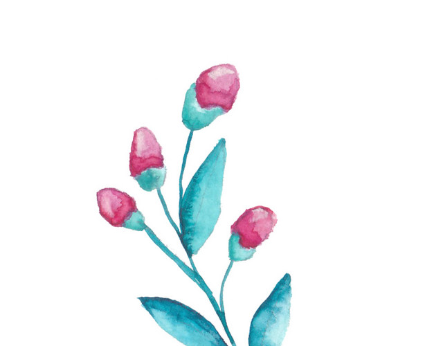 红色花骨朵绿色叶子素材