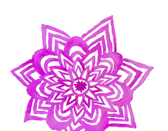 紫色线条花纹窗花花朵素材