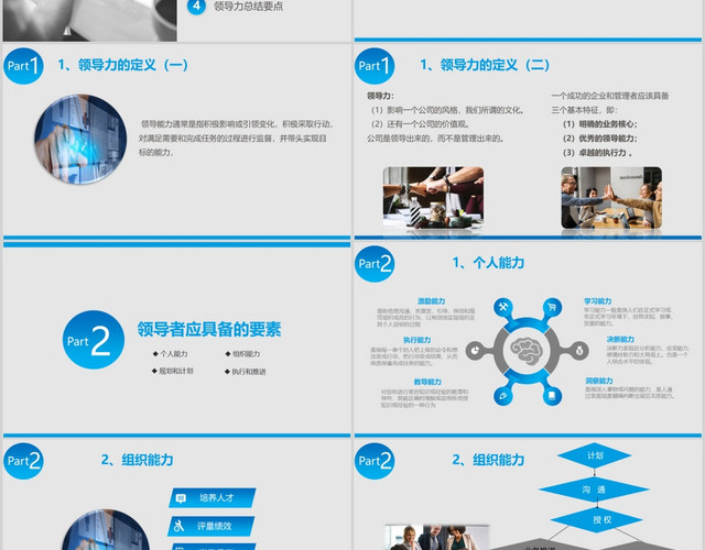 蓝色简约商务风2020年领导力培训PPT模板