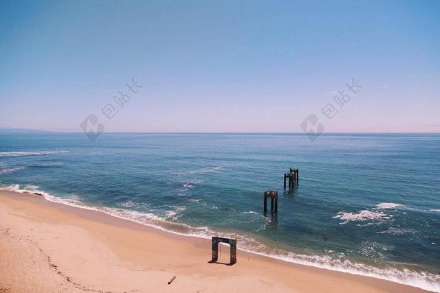 海滩 沙 岸 海洋 海 水 波 蓝色 天空 地平线 夏天