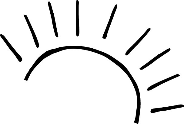 黑色卡通手绘太阳素描矢量图片