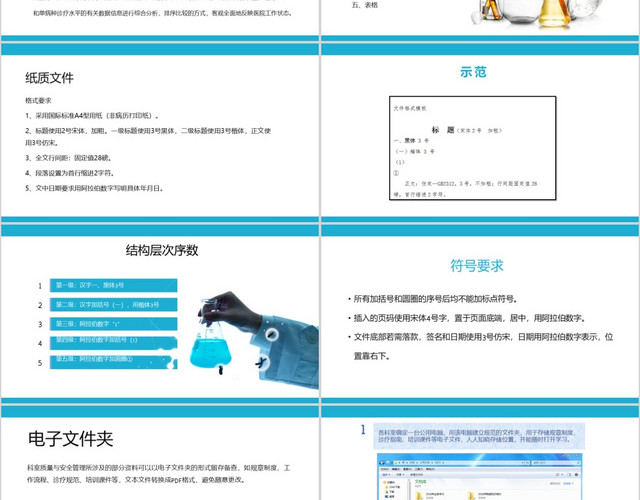 蓝色医疗科室质量与安全管理作业指导PPT模板