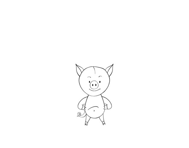 创意素描卡通小猪矢量图片
