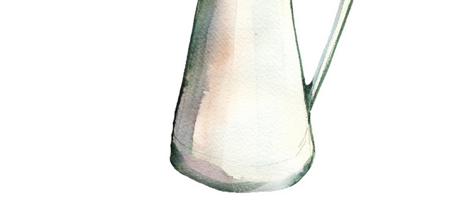 彩色水彩手绘花桶矢量素材