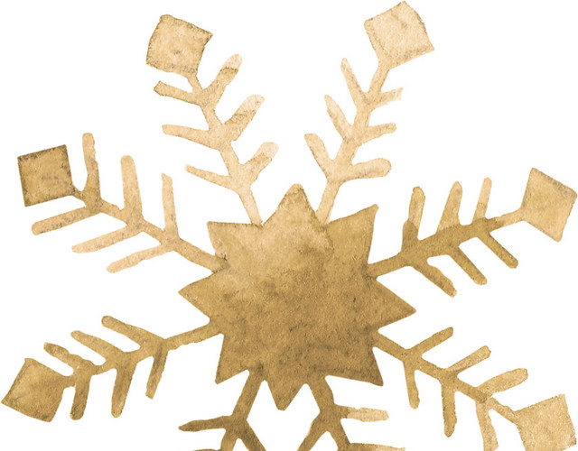 金色手绘雪花矢量素材